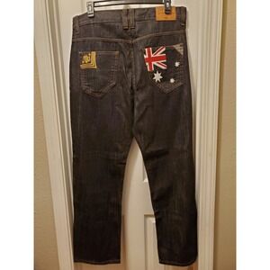 Coogi Embroider Jeans 38x32 Blk AustrailaStarsEagle Streetwear Skatr Grung Baggy